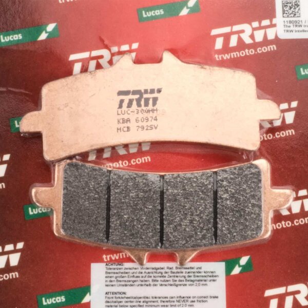 Front Brake Pads Lucas TRW Sinter MCB792SV for Ducati 1098 S (H7) 2008