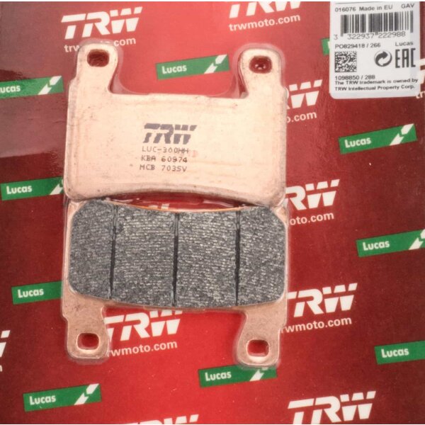 Front Brake Pads Lucas TRW Sinter MCB703SV for Honda CBR 600 F PC35 1999