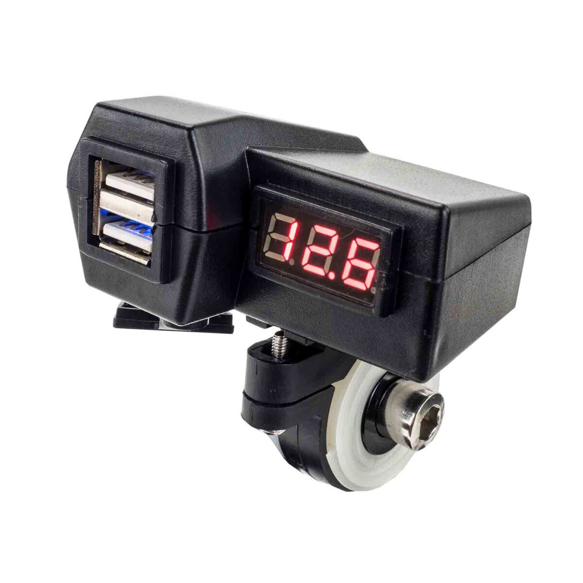 Motorcycle USB Charger with 2 Slots plus Digital Voltmeter, 22,90 €