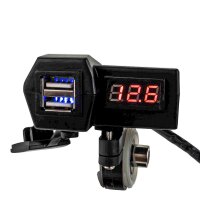 Motorcycle USB Charger with 2 Slots plus Digital Voltmeter for Model:  
