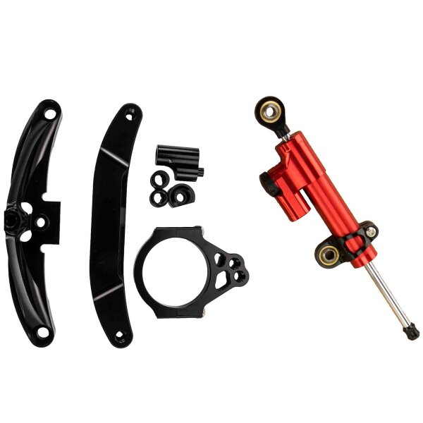 Steering Damper with Mounting Kit red