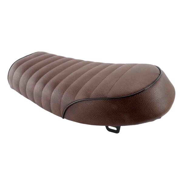 Scrambler Cafe Racer Seat Bench Saddle quilted pattern dark brown