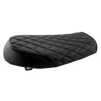 Scrambler Cafe Racer Seat Bench Saddle diamond quilt pattern black