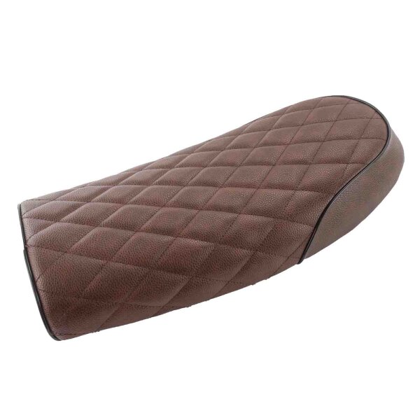 Scrambler Cafe Racer Seat Bench Saddle diamond quilt pattern dark brown