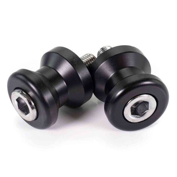 Black Bobbins Swingarm Spools 6 mm for Aprilia RS 660 Limited Edition KS 2022