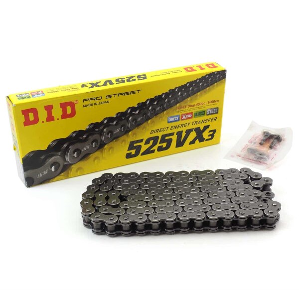 Motorcycle Chain D.I.D X-Ring 525VX3/104 with rivet lock