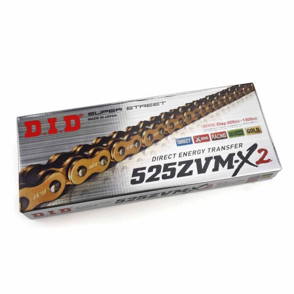 D.I.D X-ring chain G&G 525ZVMX2/116 with rivet lock for Model: Kawasaki  ZX-10RR 1000 Ninja ABS ZXT02L 2021
