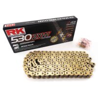 Chain from RK with XW-ring GB530ZXW/112 open with rivet lock for Model:  Kawasaki GPZ 900 R ZX900A 1990-1994