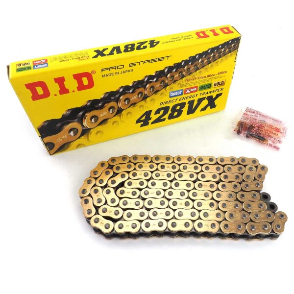 D.I.D X-ring chain 428VX/122 with clip lock gold-black