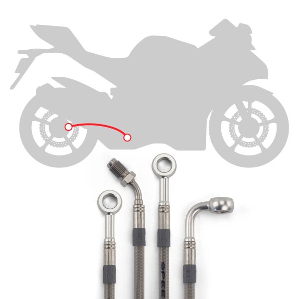 Steel braided rear brake line kit as originally in for Kawasaki Z 800 B ABS ZR800AB 2015 for Kawasaki Z 800 B ABS ZR800AB 2015