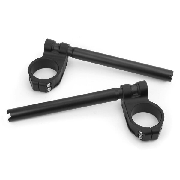 Clip-on handlebar CNC milled aluminum Raximo SBK TÜV approved 50 mm and 1 inch handlebar black