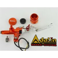 Orange CNC Aluminium Brake Master Cylinder Incl.Tank, Adjustable Lever and Switch