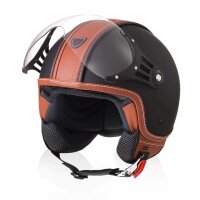 Airtrix Jet Retro Vintage Motorcycle Helmet Scooter Helmet Leather mate black-brown S